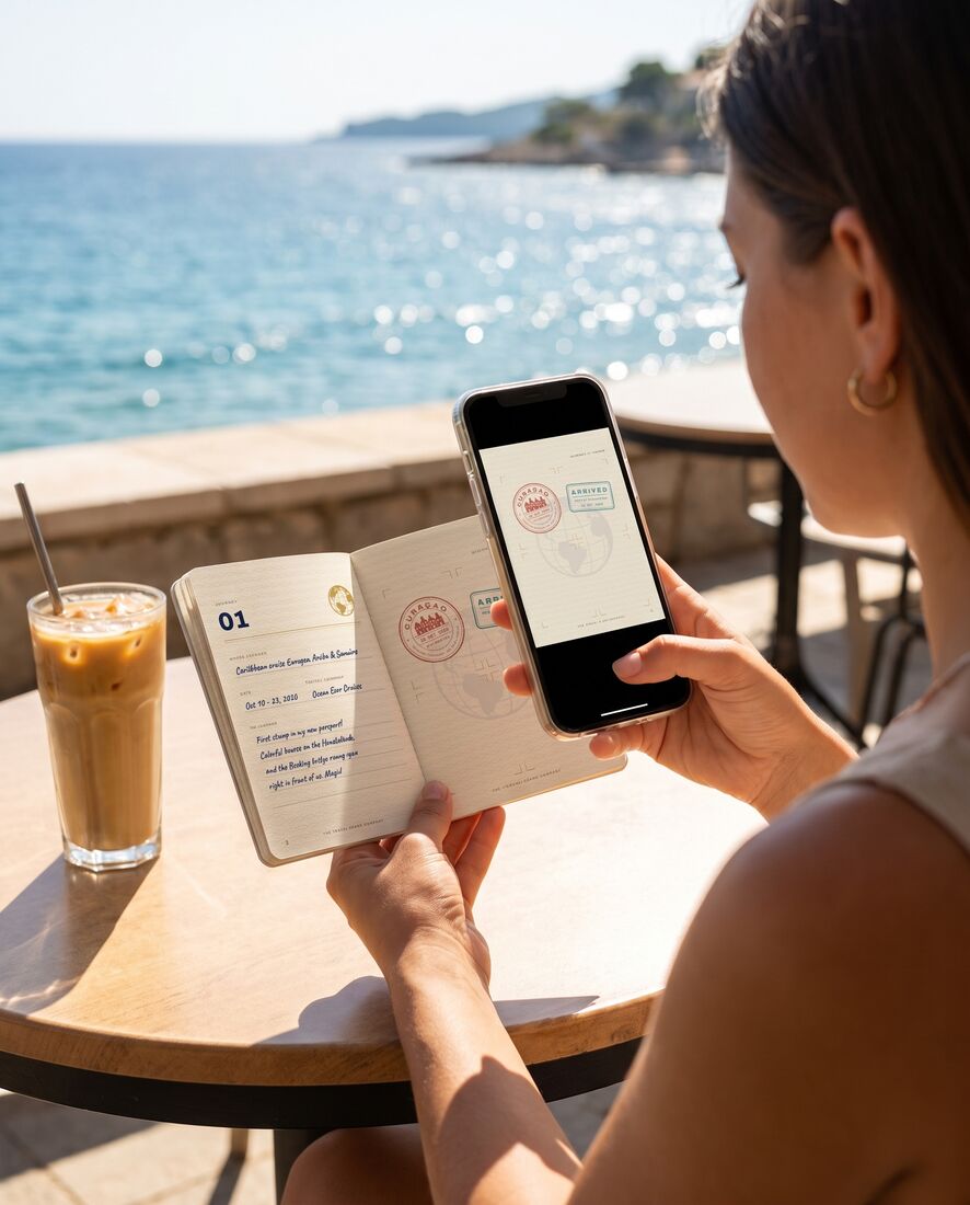 Photographing the stamp page with a phone